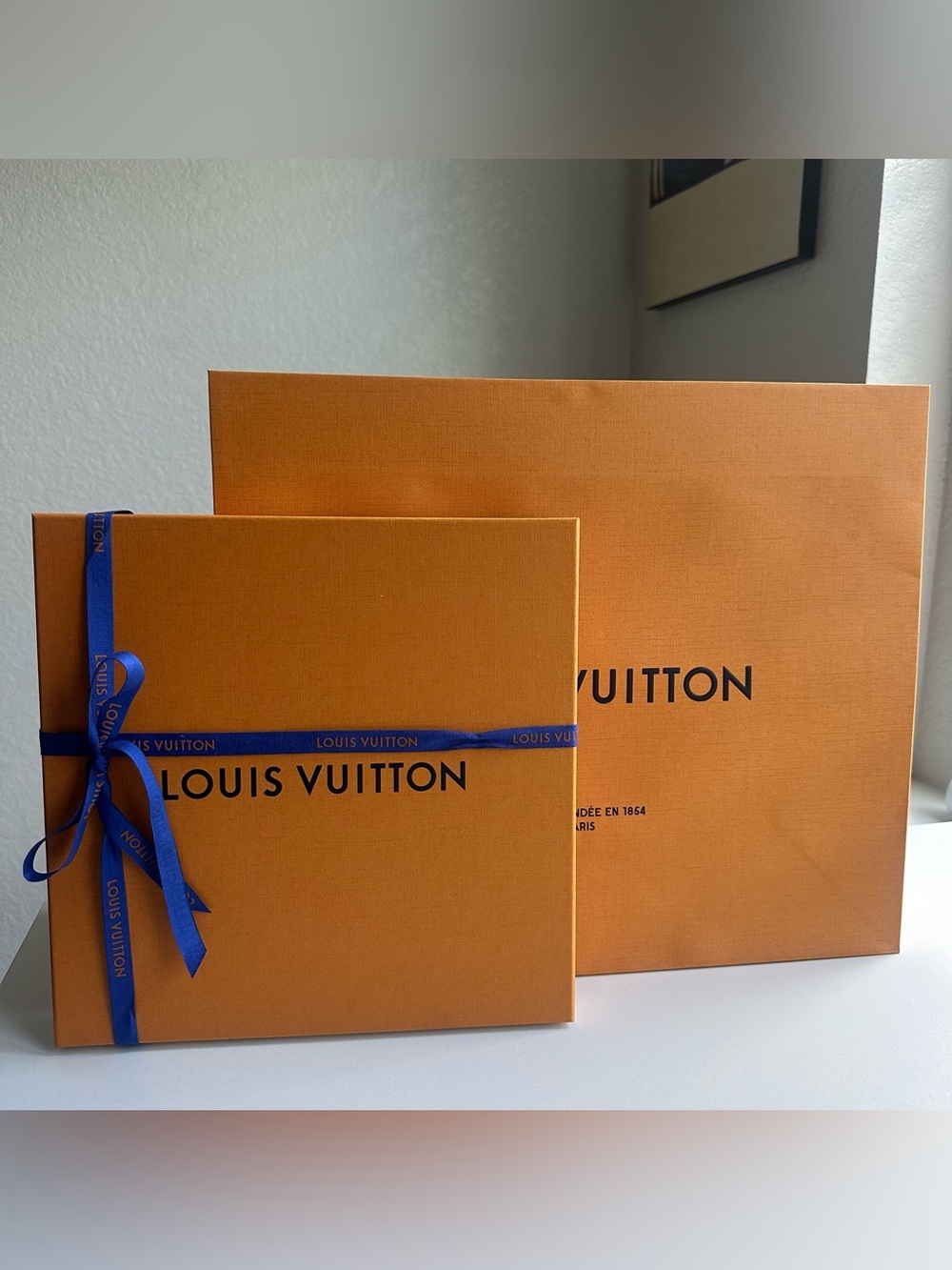 Louis Vuitton Scarf Gift Box Shopping Bag Ribbon Card Authentic Packaging